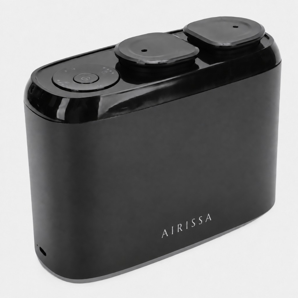 Angled view of the Airissa diffuser showing the controls and nozzles